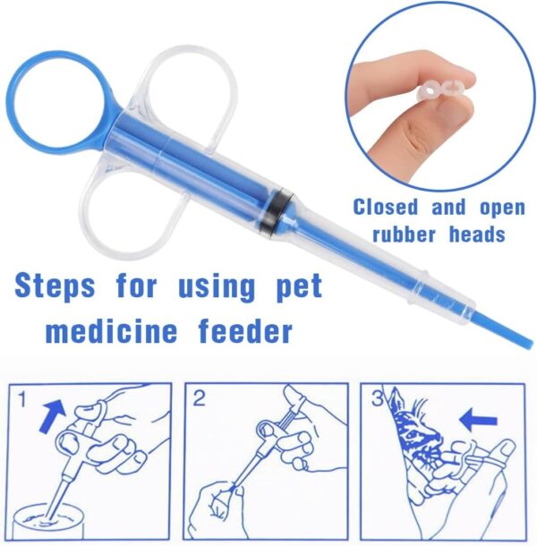 3-Piece Pill Gun Kit for Pets – Reusable Syringe with Silicone Tip for Pills, Liquid, Capsule Dispenser for Cats, Dogs
