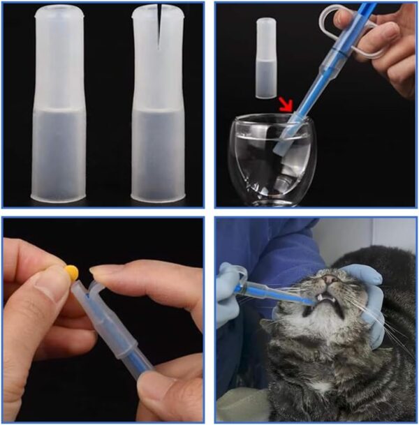 3-Piece Pill Gun Kit for Pets – Reusable Syringe with Silicone Tip for Pills, Liquid, Capsule Dispenser for Cats, Dogs
