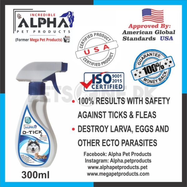 Alpha (MEGA PET) D-Tick Flea And Tick Spray For Pets - Image 2