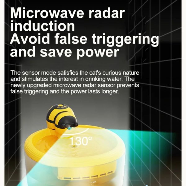 Honey Bee Shaped Rechargeable Water Fountain for Cats with Motion Sensor - Image 8