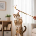 Plastic Cat Wand With Feather