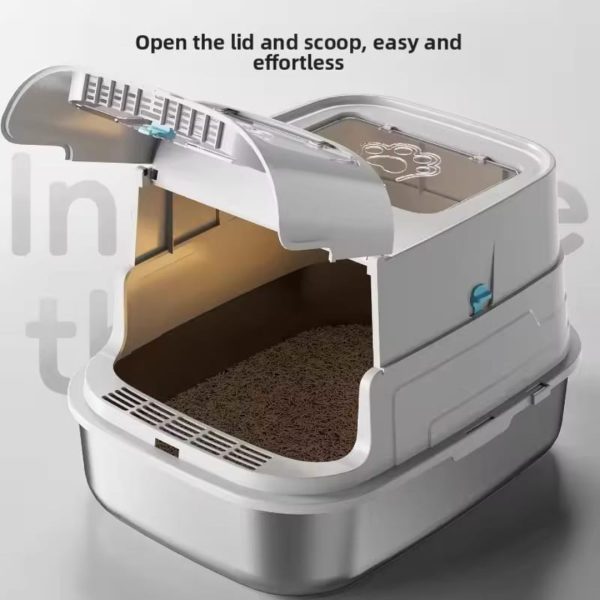 Large Litter Box With Stainless Steel Tray - Image 8