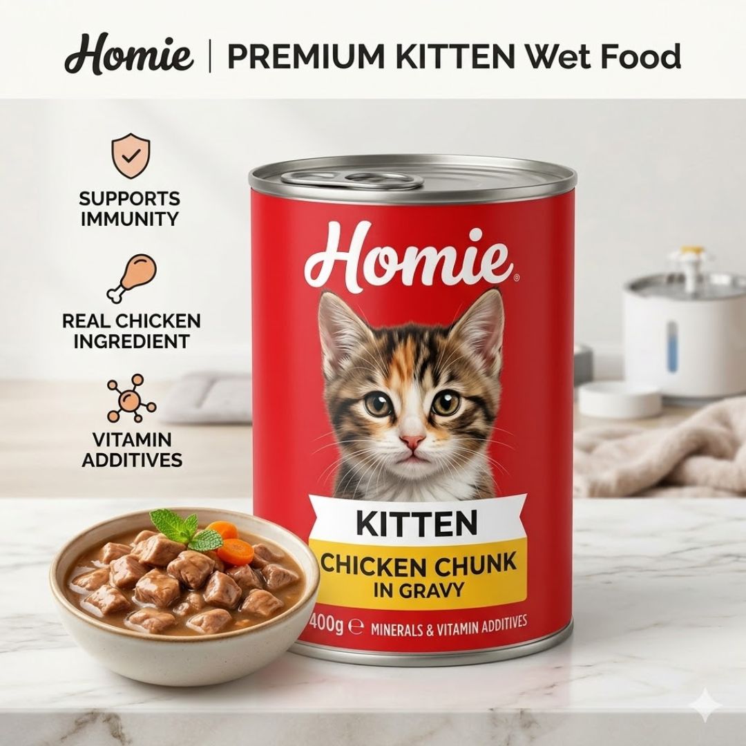 Homie Chunks In Gravy Kitten Food Tin – 400 Gram