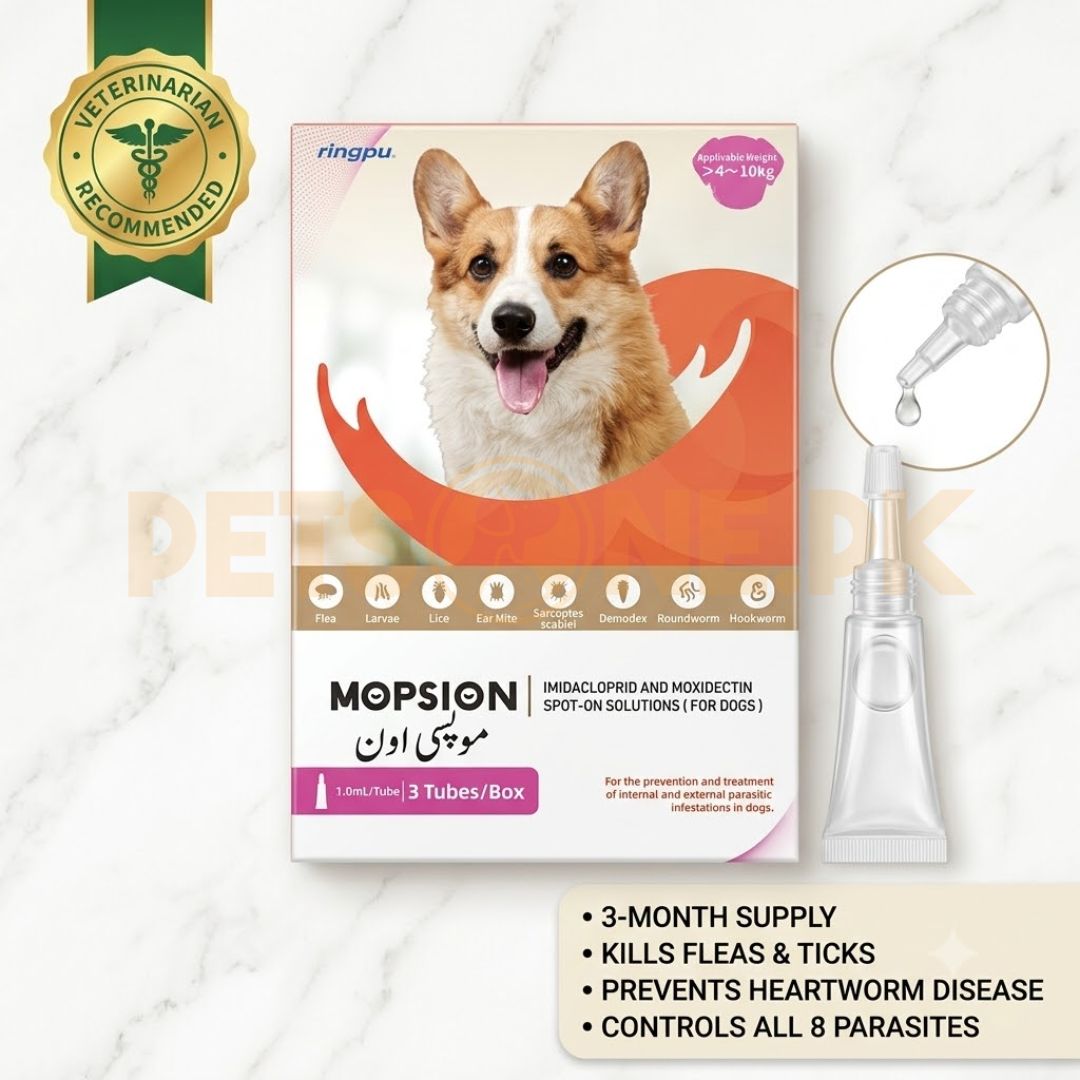 1 Mopsion Spot on Solution For Dogs (4-10kg) Ear Mite And Worm Protection 1-Tube (1.0ML) - Image 1