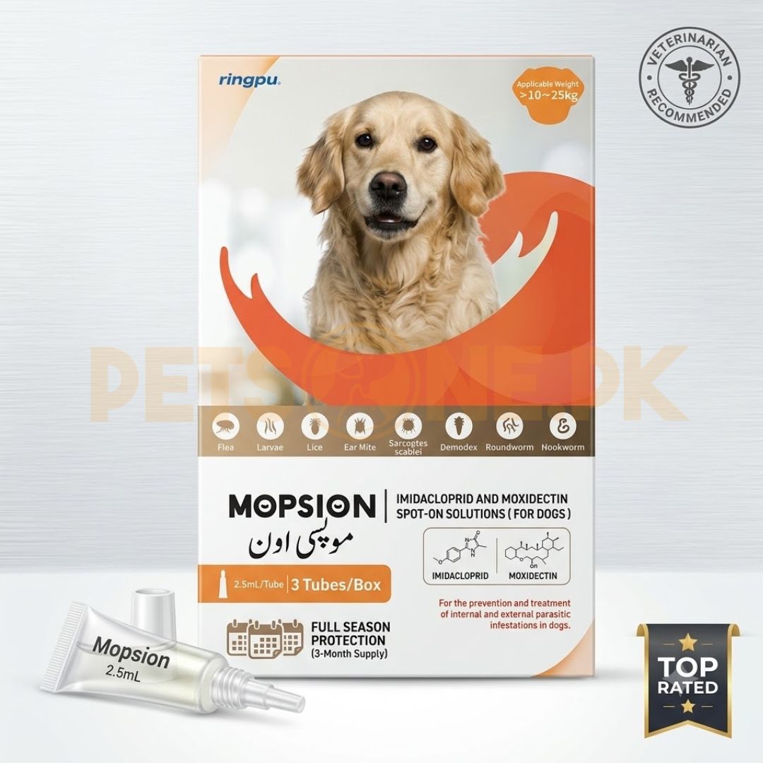 Mopsion Spot on Solution For Dogs (10-25kg) Ear Mite And Worm Protection 1-Tube (0.4ML) Mopsion Spot on Solution For Dogs (10-25kg) Ear Mite And Worm Protection 1-Tube (2.5ML) - Image 1