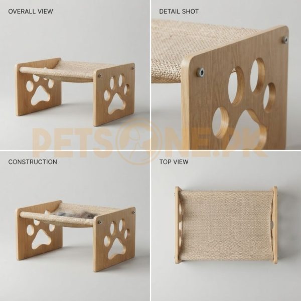 Premium Wooden Cat Scratcher Lounge Bed - Image 2