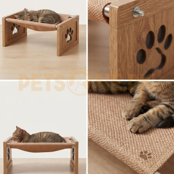 Premium Wooden Cat Scratcher Lounge Bed - Image 6